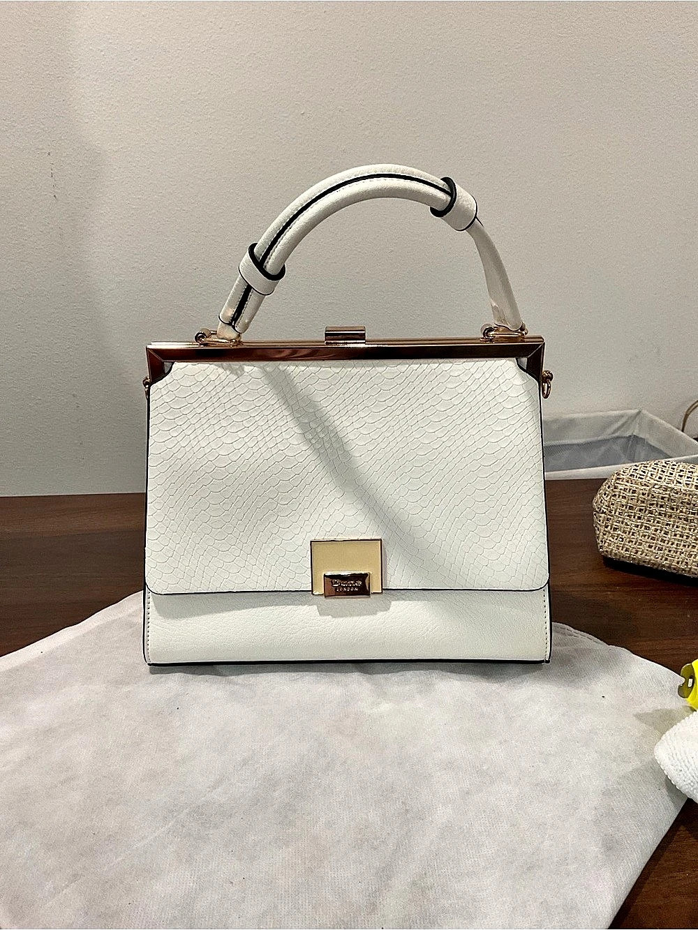 Dune London Delineate White Structured Satchel PREOWNED